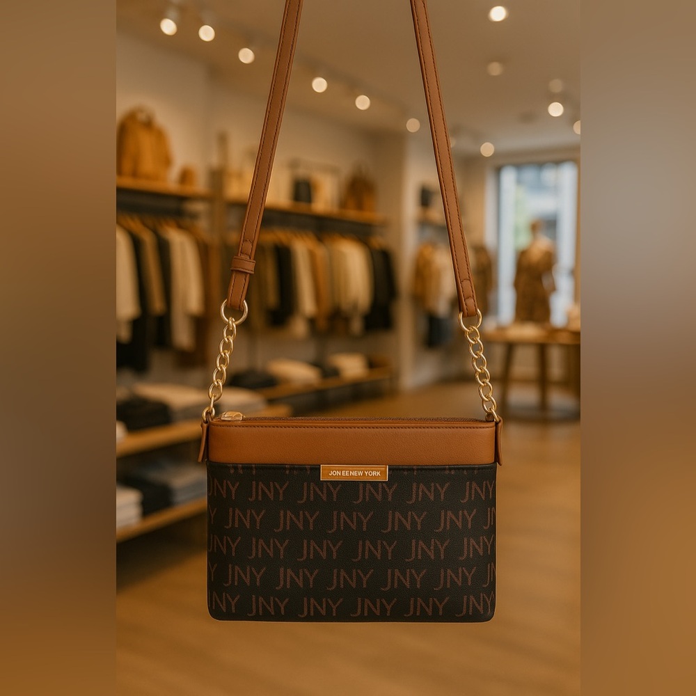 Jones New York JNY Monogram Crossbody Bag Brown/Tan – Great Condition